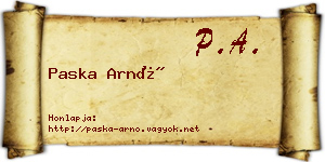 Paska Arnó névjegykártya